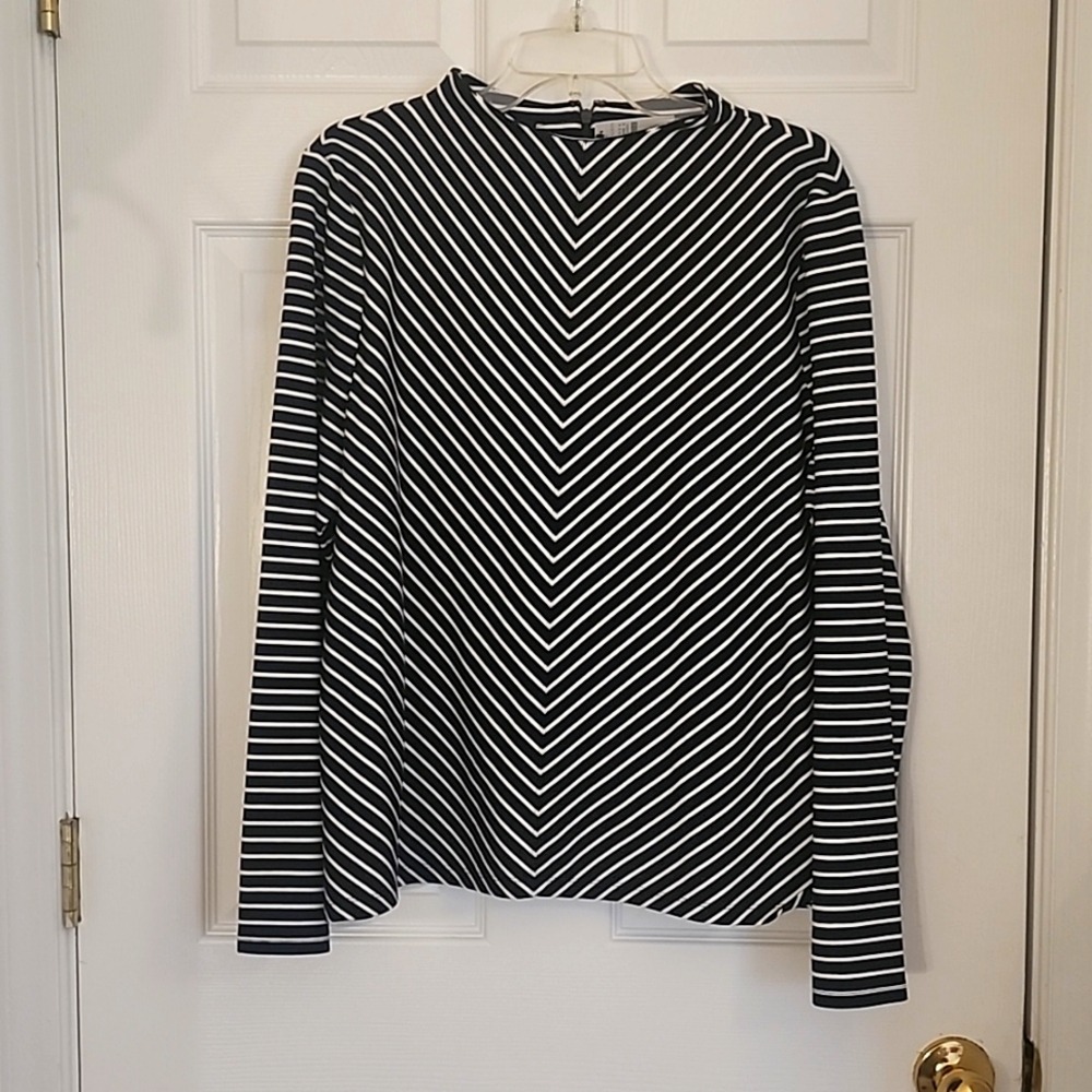 New Navy Blue and White Striped Shirt